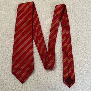 Borrelli Napoli men’s red, brown & gold striped silk tie / Box 10-65